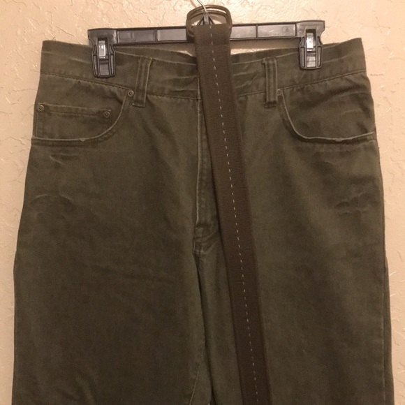 Carbon Jeans with belt mens size 34X32 olive green - Picture 4 of 13